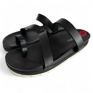 J Slides Vegan Leather Rihanna One-Toe Flat Sandals Size 10